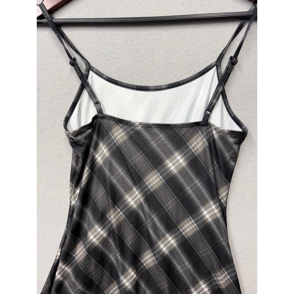 SHEIN Plaid Mini Dress Women XS Gray Black Y2K Adjustable Straps Sleeveless - Picture 5 of 9